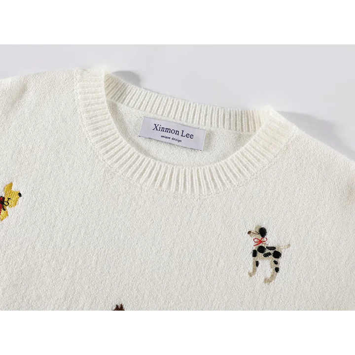 Dog Embroidery Knitwear Sweater