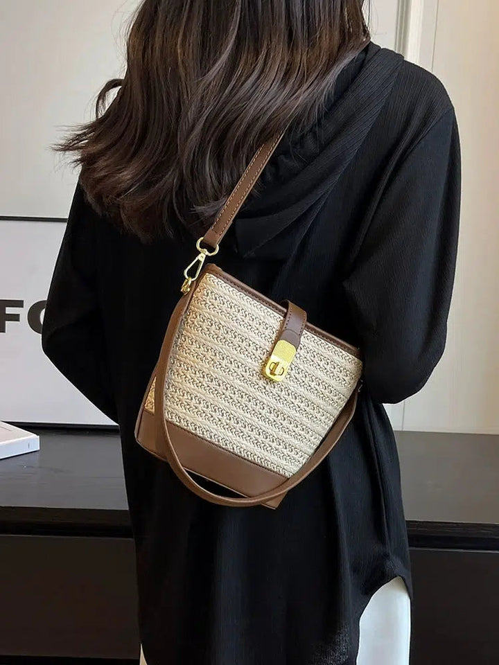 Woven Leather Bucket Bag