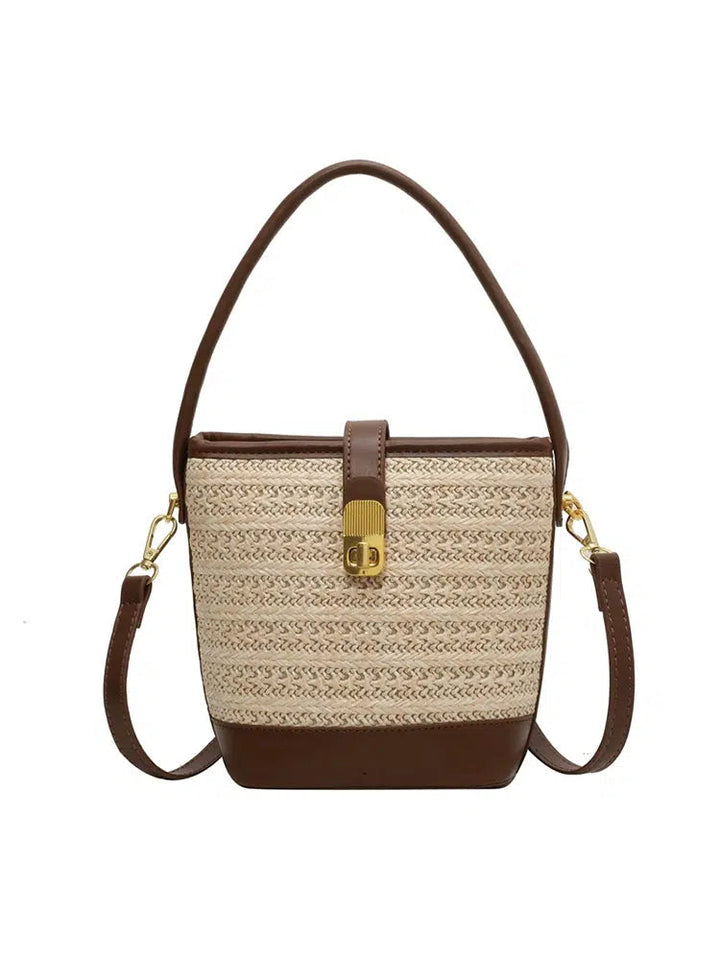 Woven Leather Bucket Bag