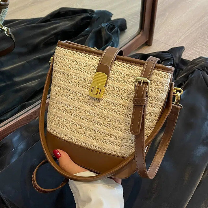 Woven Leather Bucket Bag