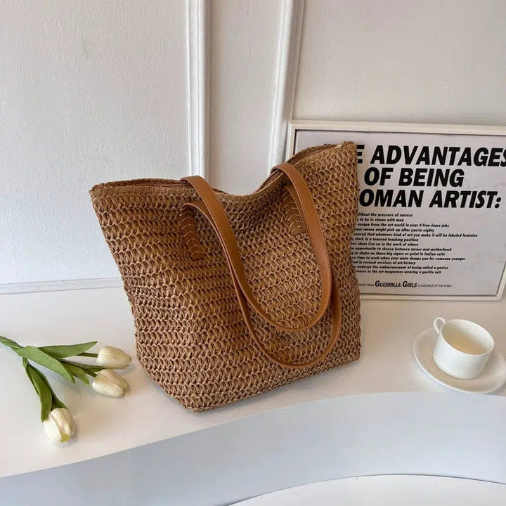 Woven Straw Tote Bag