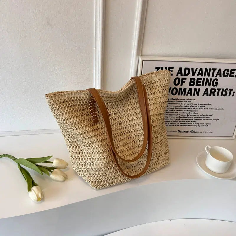 Woven Straw Tote Bag