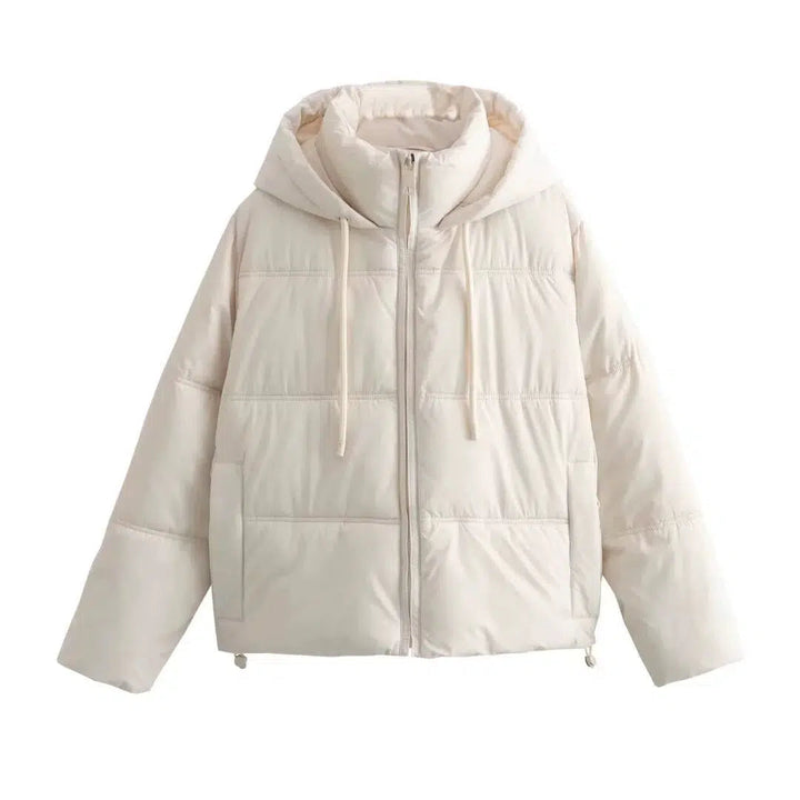 Zip Closure Hooded Puffer Coat
