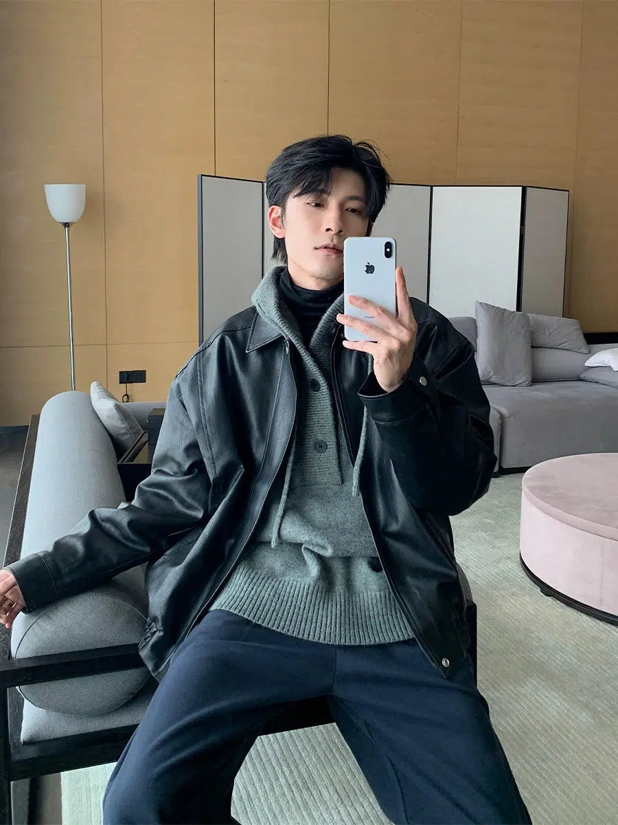 Zip Up Leather Jacket