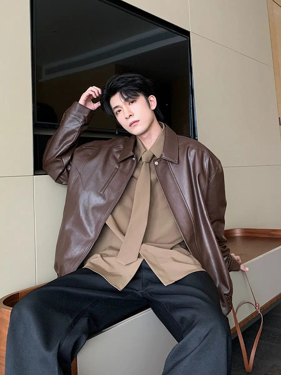 Zip Up Leather Jacket