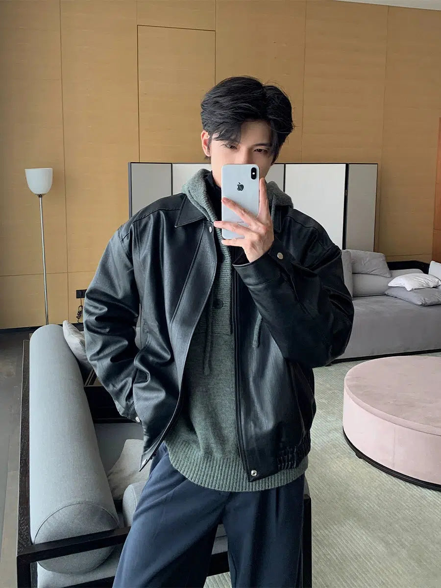 Zip Up Leather Jacket