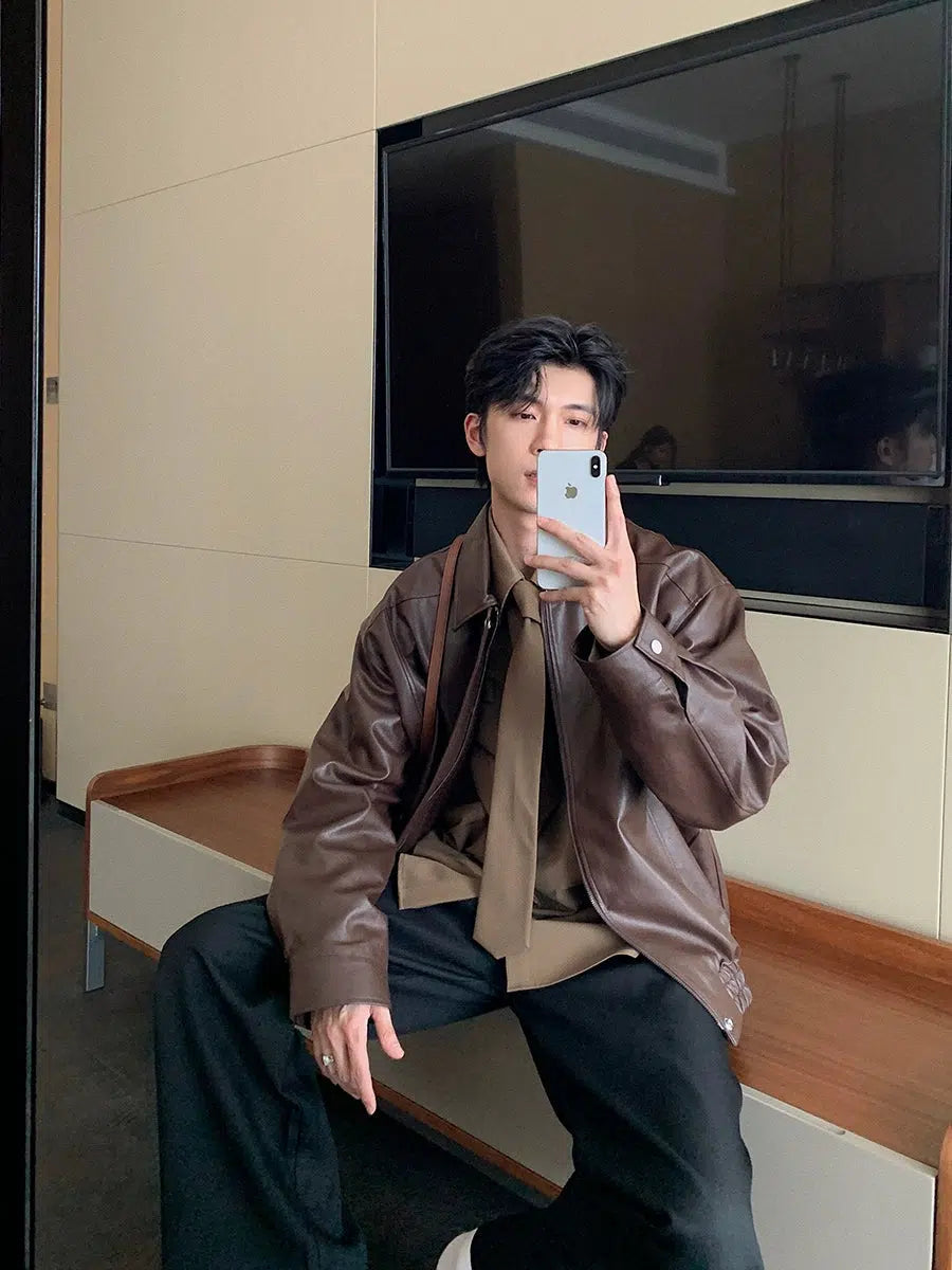 Zip Up Leather Jacket