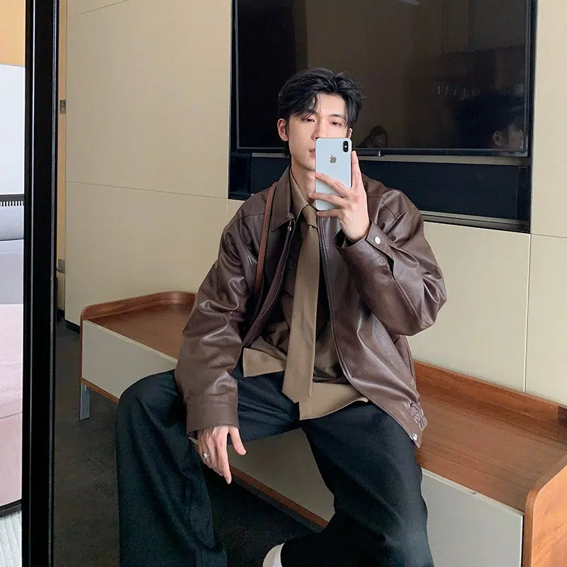 Zip Up Leather Jacket