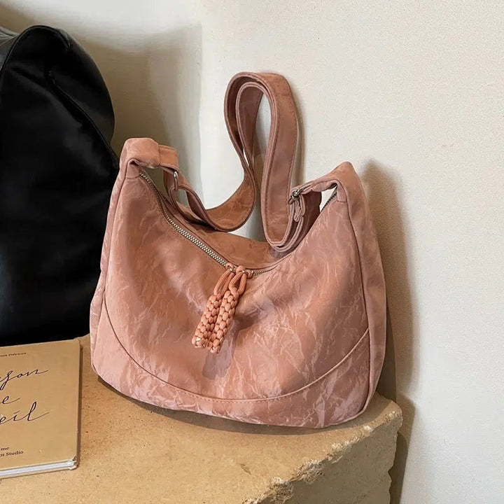 Zipper Closure Shoulder Bag