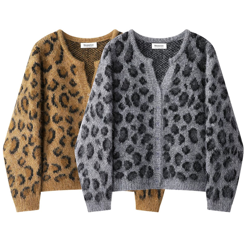 Leopard Print V-Neck Knit Sweater