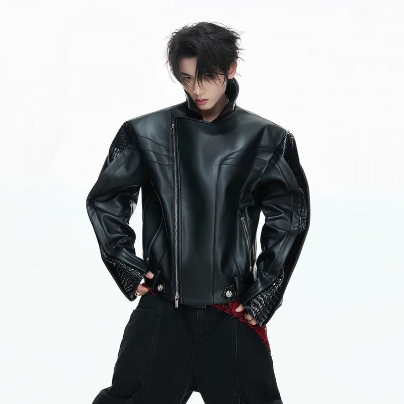 Crocodile Pattern Faux Leather Jacket – The Korean Fashion