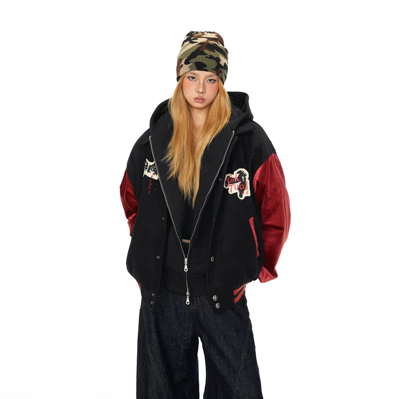 Embroidered Patchwork Baseball Jacket – The Korean Fashion