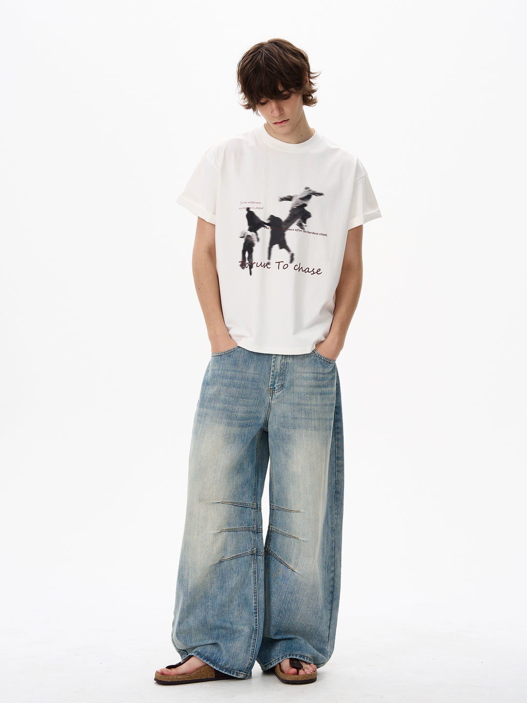 T-shirt a manica corta con stampa grafica e collo rotondo