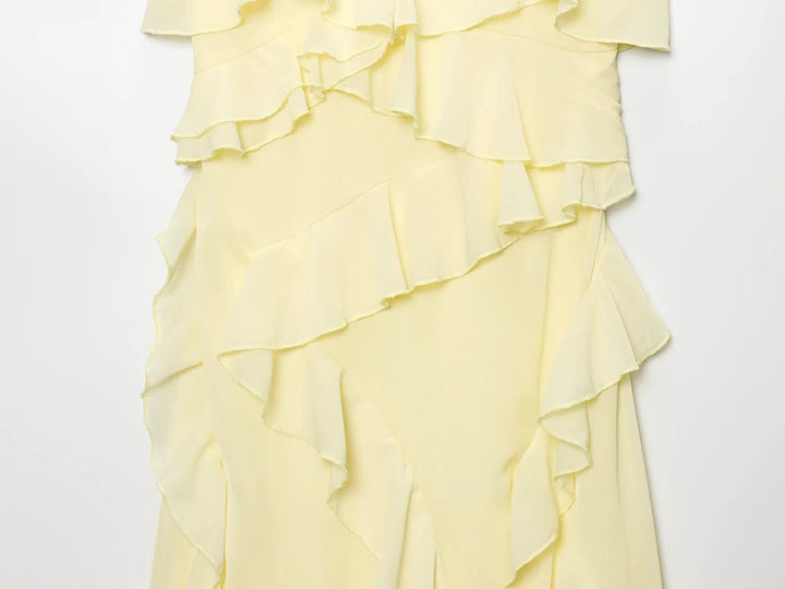 레이어드 러플 스파게티 스트랩 썬드레스