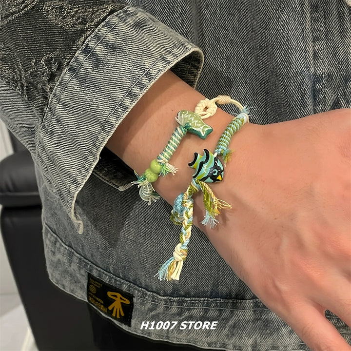Handmade Braided Ceramic Bead Bracelet