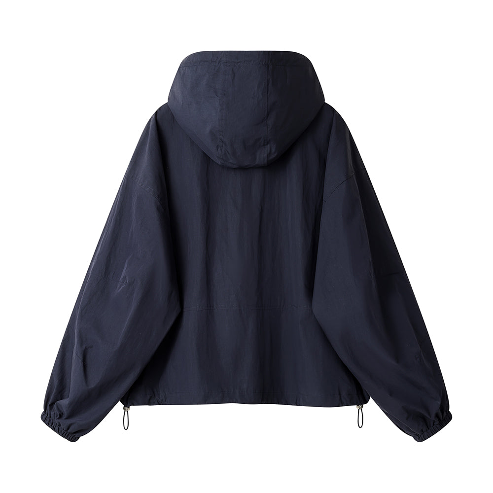 Loose Fit Embroidered Hooded Jacket