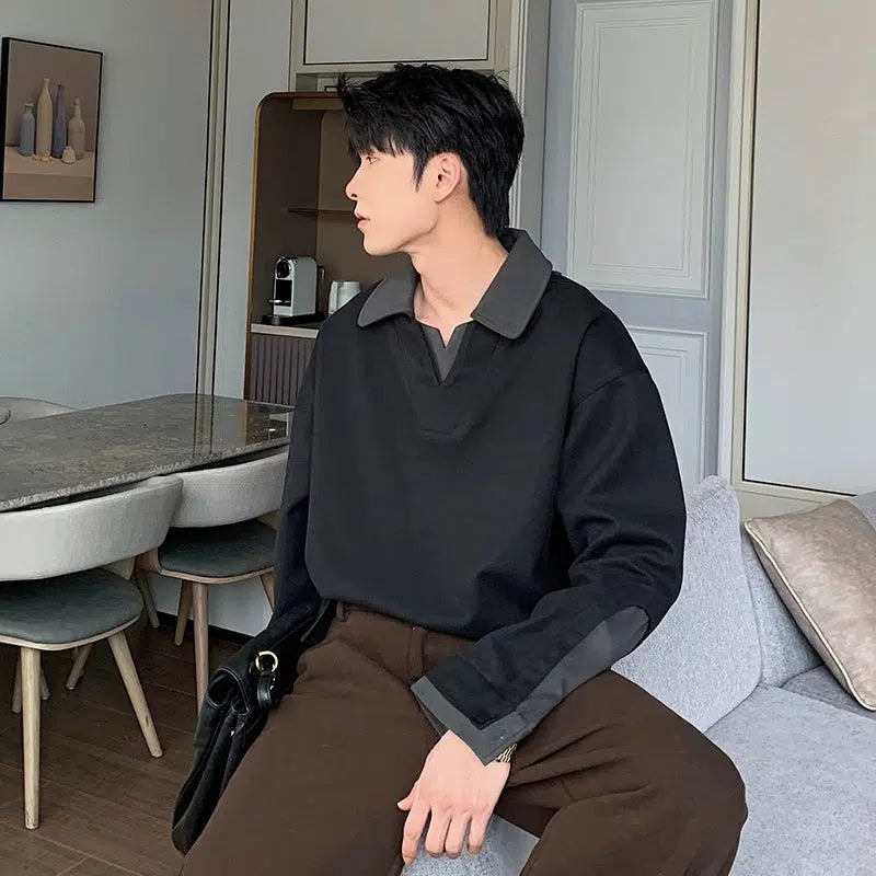 Lapel Long-sleeved Two-piece Pullover