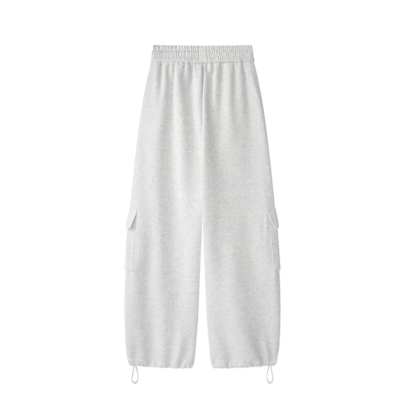 Fleece Lined Wide Leg Cargo Pants