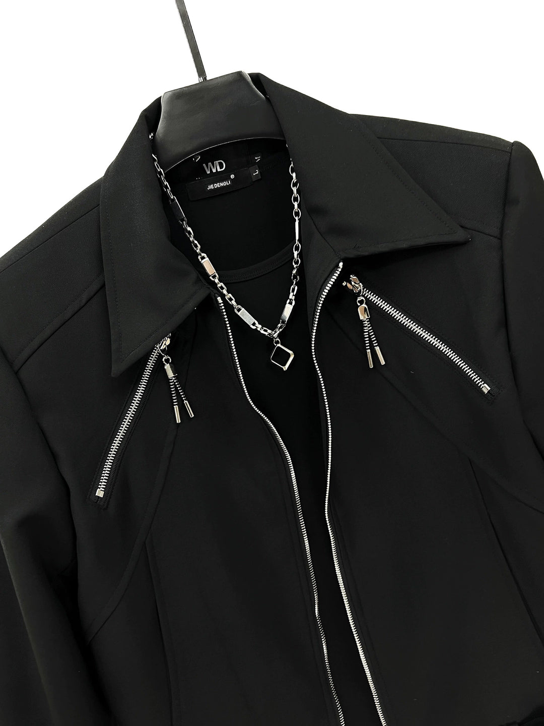 Padded Shoulders Zipper Jacket