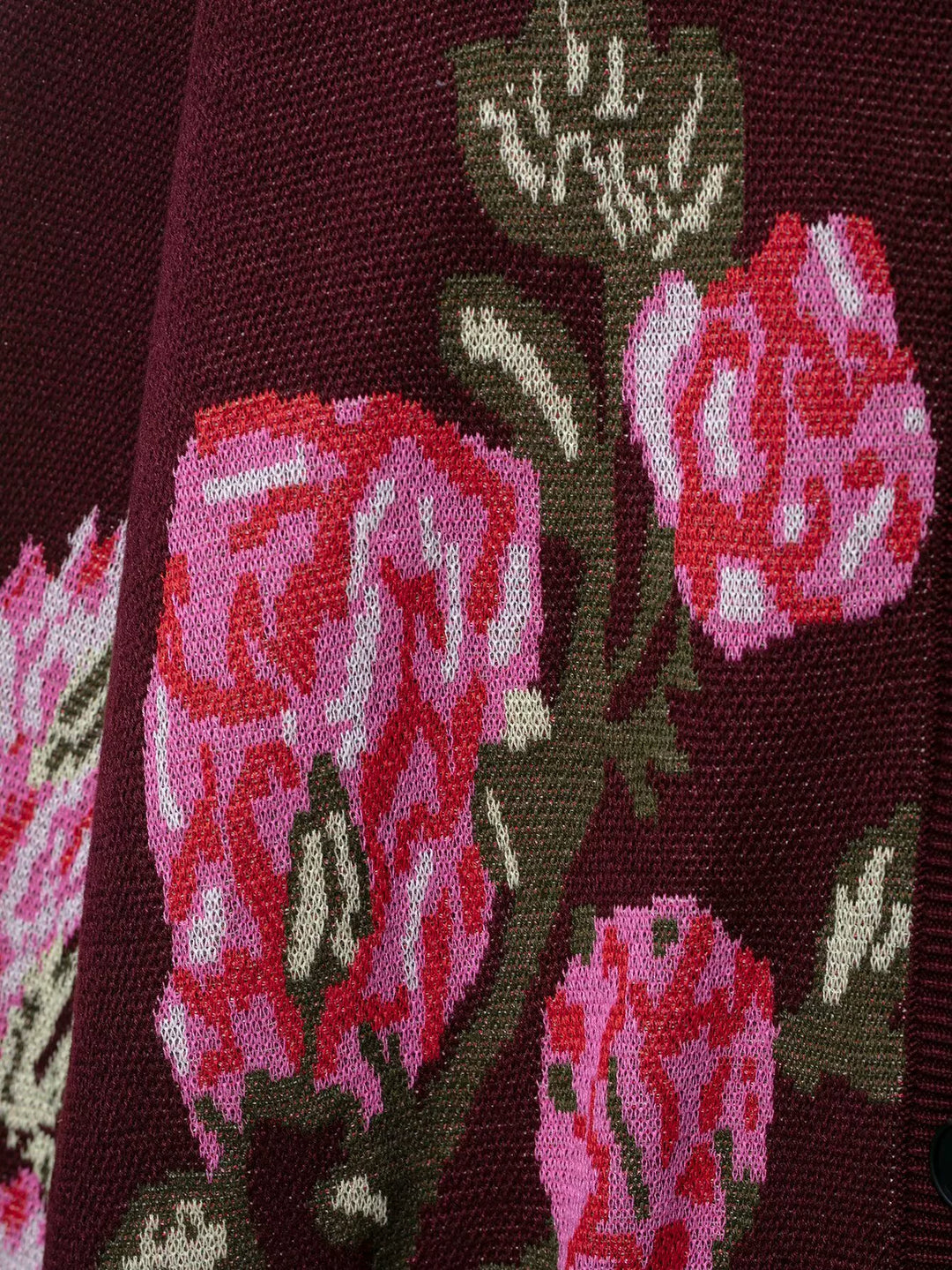 קרדיגן עם כפתורים מצמר ג'קארד פרחוני