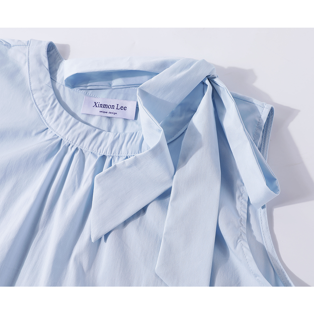 Sleeveless Bow Ruffle Hem Casual Top