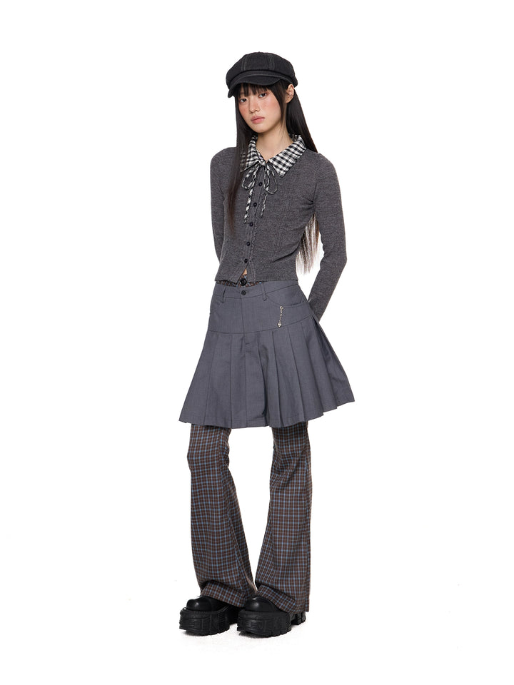 Geruite Retro Flared Casual Broek