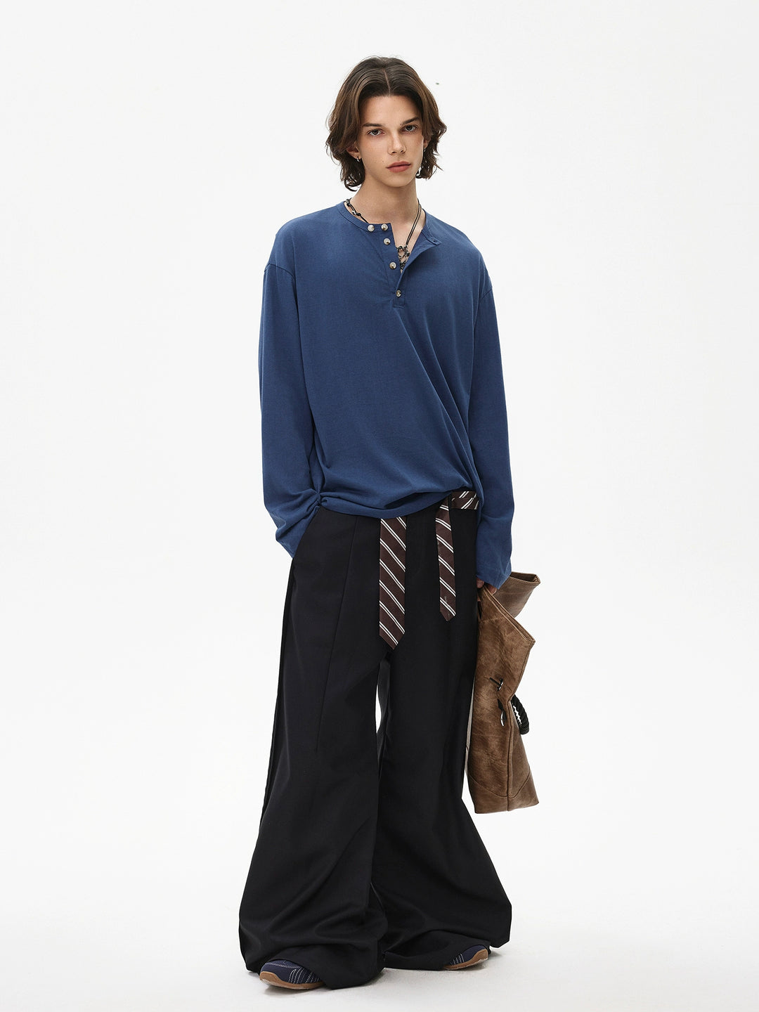 Henley Krave Langærmet Pullover Skjorte