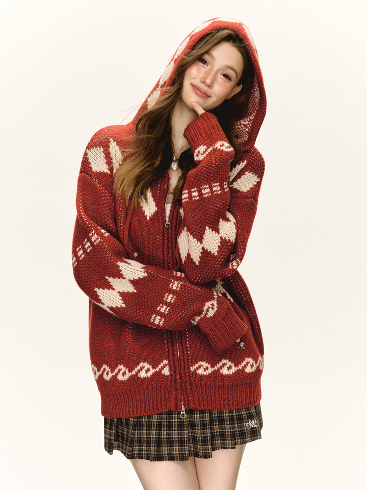 Hooded Zipper Cardigan