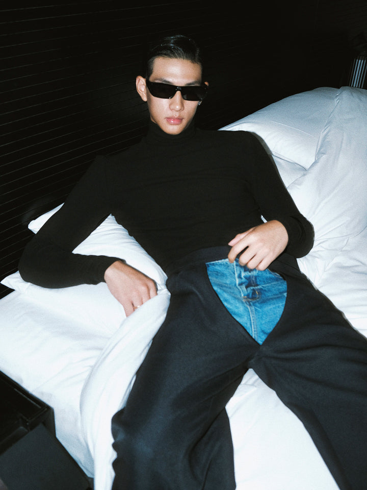 Minimalist Slim Half Turtleneck Knit Top