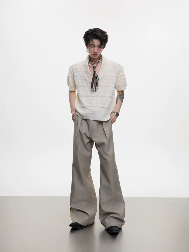 Casual Embroidered Wide-Leg Flared Pants