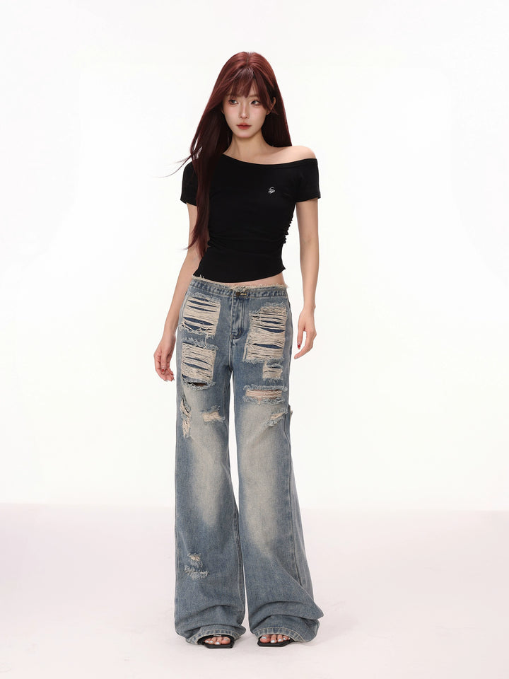 Irregular Off-Shoulder Slim Fit Turtleneck