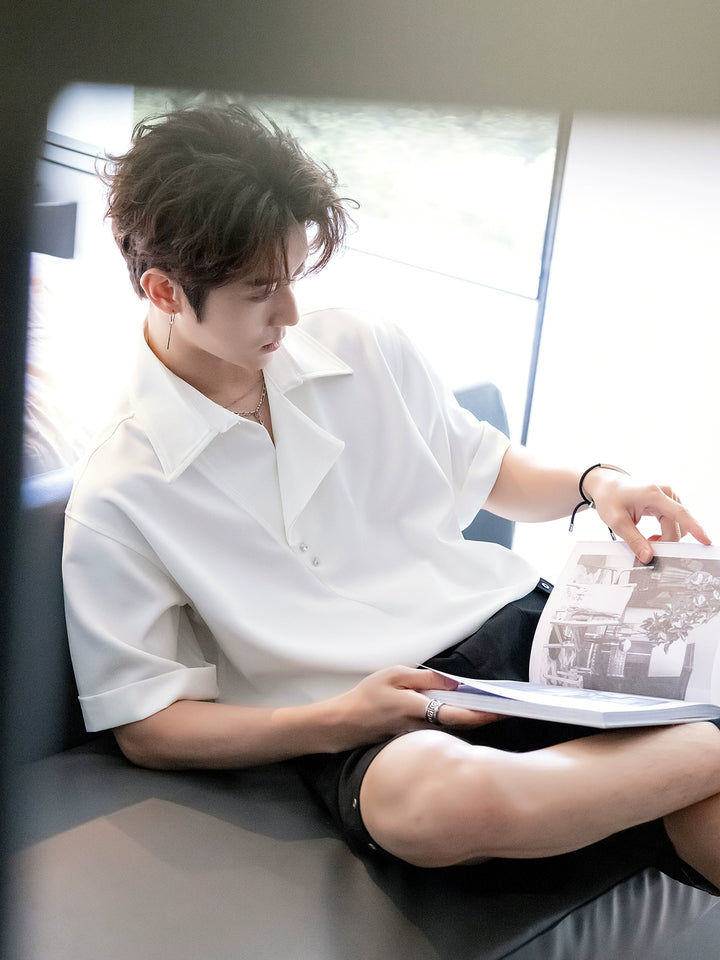 Shirt Collar Short Sleeve Pullover