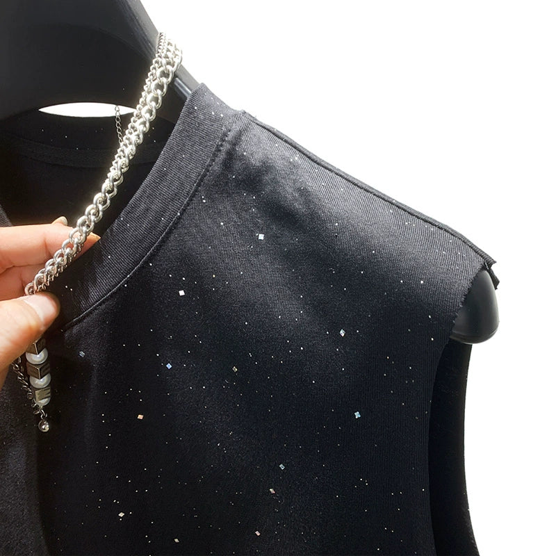 Sequin Sleeveless Loose Fit Vest