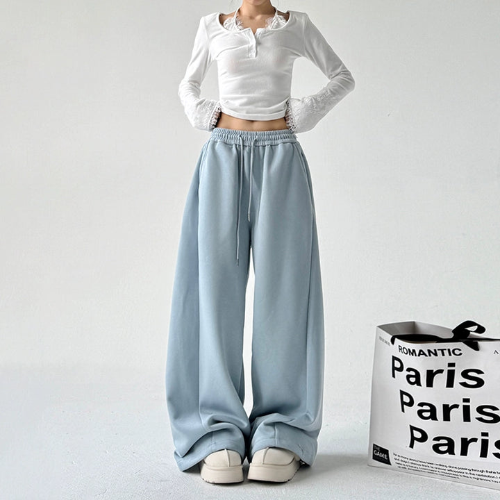 Wide Leg Elastic Waist Casual Pants