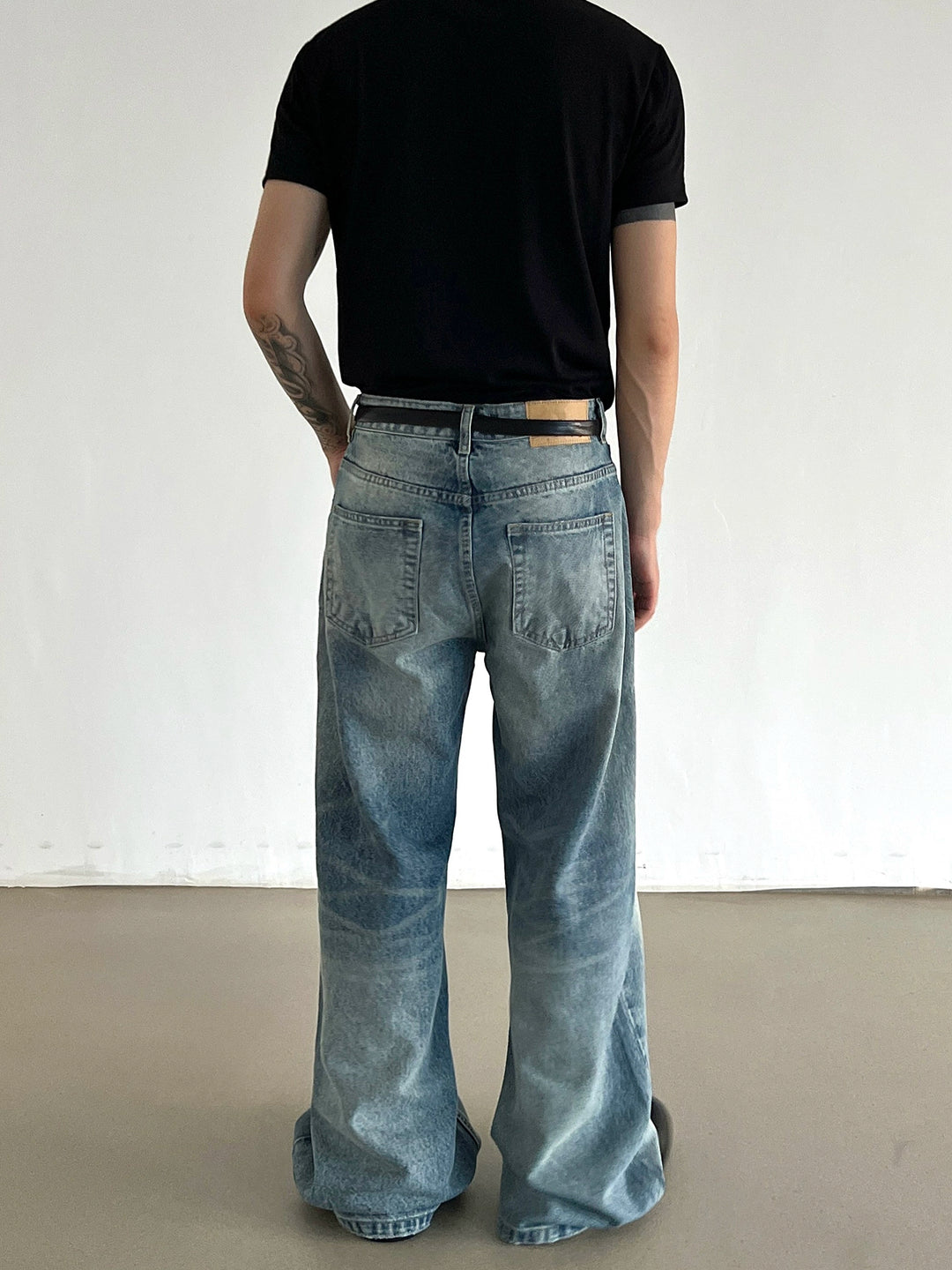 Distressed Flared Straight Slim Fit Pants