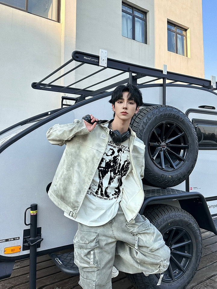 Relaxed Fit Retro Leather Motorcycle Jacket