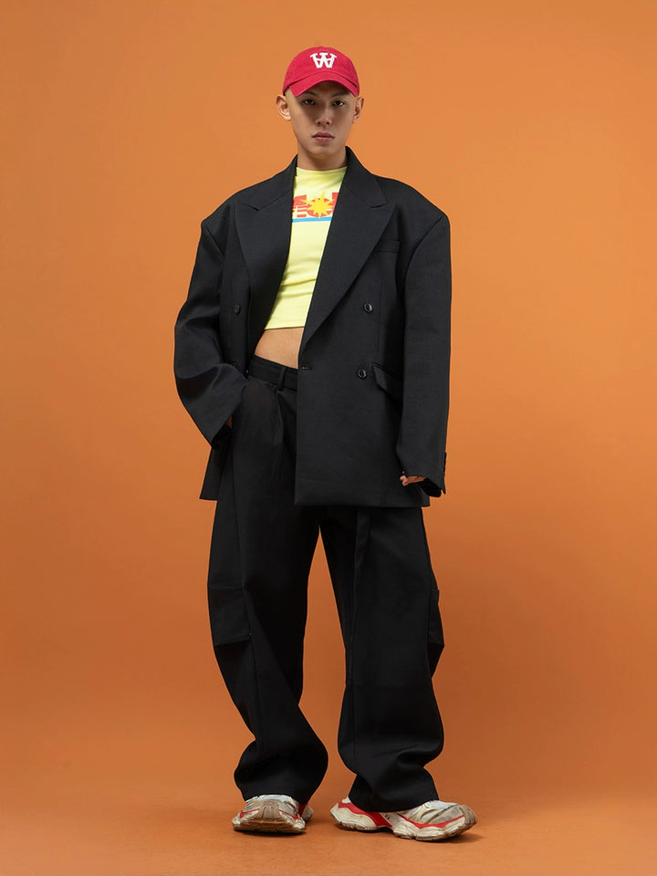 Oversized Shoulder Pad Casual Suit Jacket