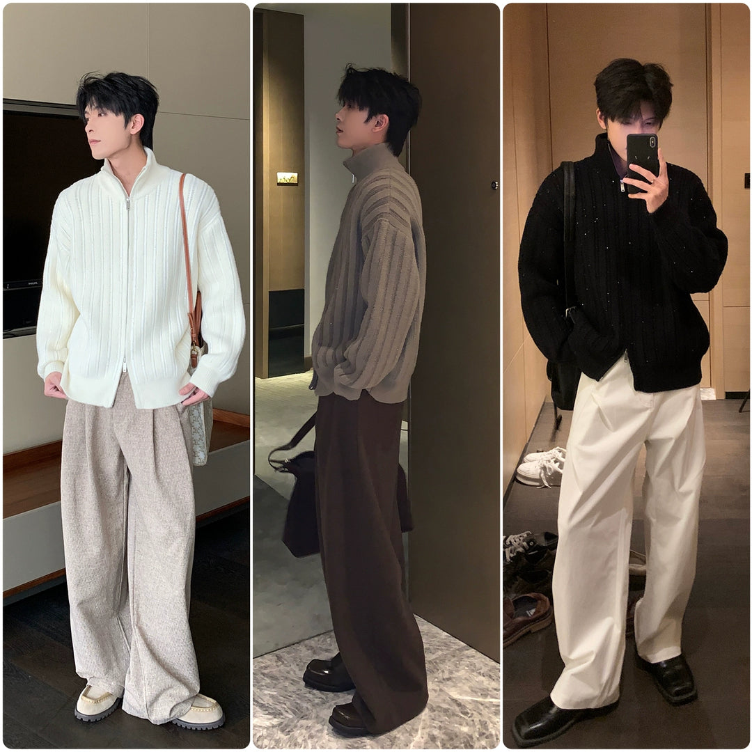 Zip Up Knit Cardigan Sweater Jacket