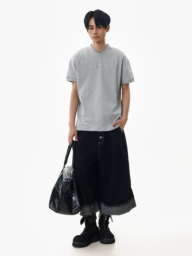 Henry Collar Short Sleeve Pullover