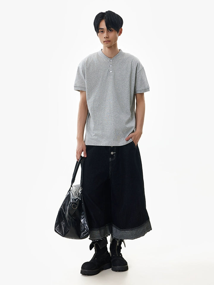 Henry Collar Short Sleeve Pullover