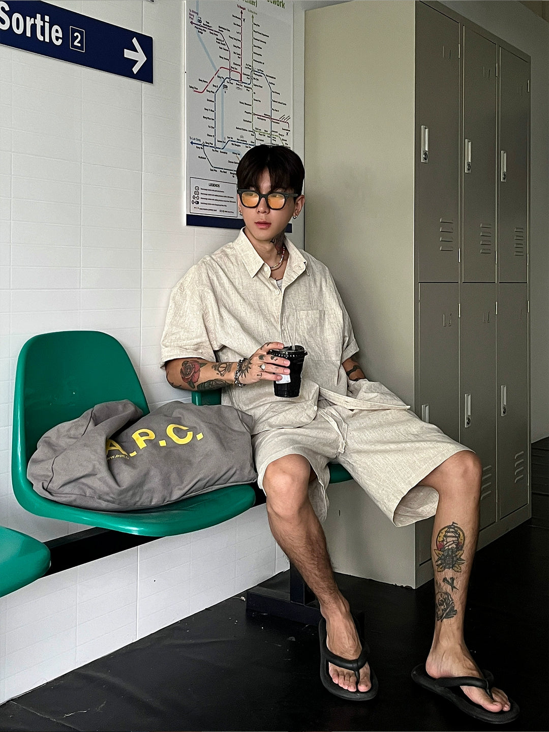 Blended Short Sleeve Shirt and Shorts