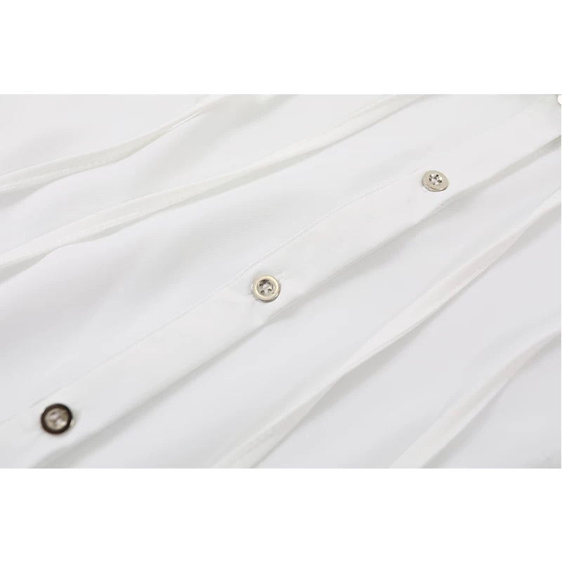 French Lace Collared Button-Up Blouse