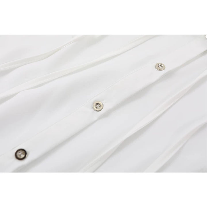 French Lace Collared Button-Up Blouse