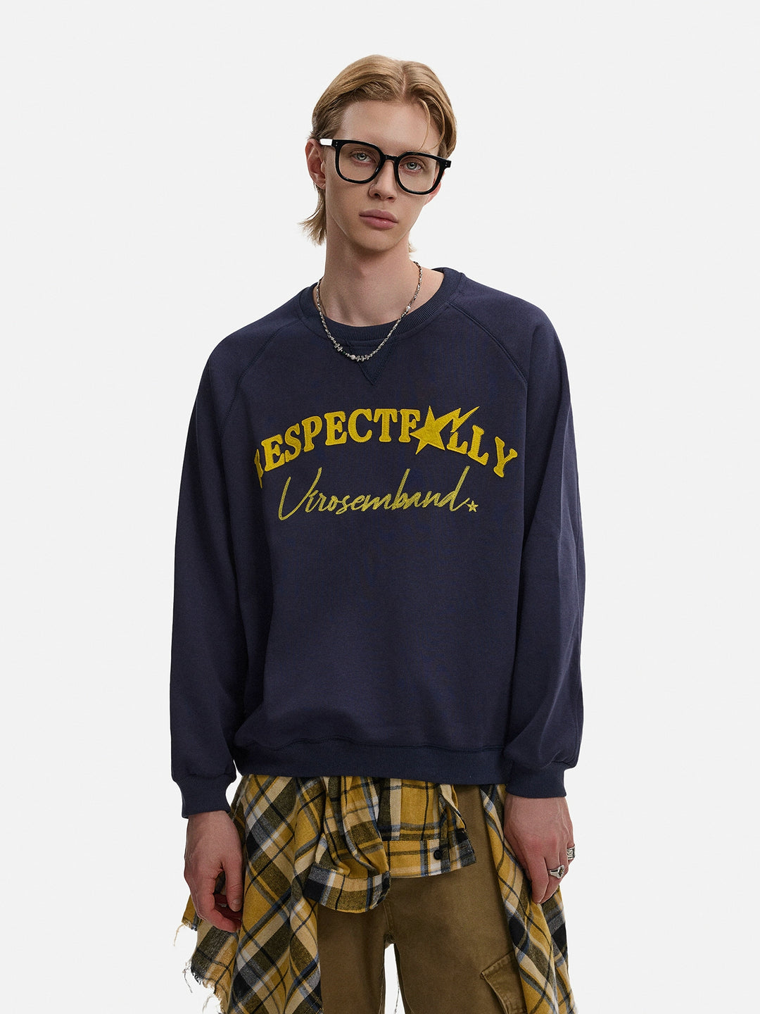 Broderet løs pasform langærmet sweatshirt