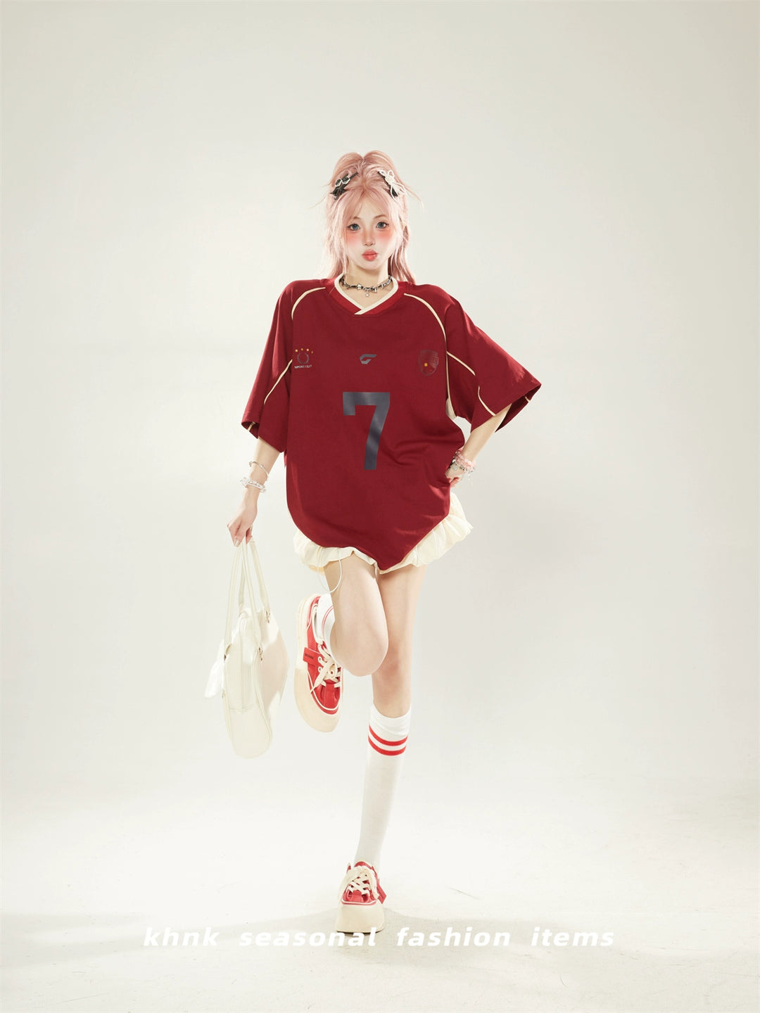 Loose Baseball Jersey Style Short Sleeve Top