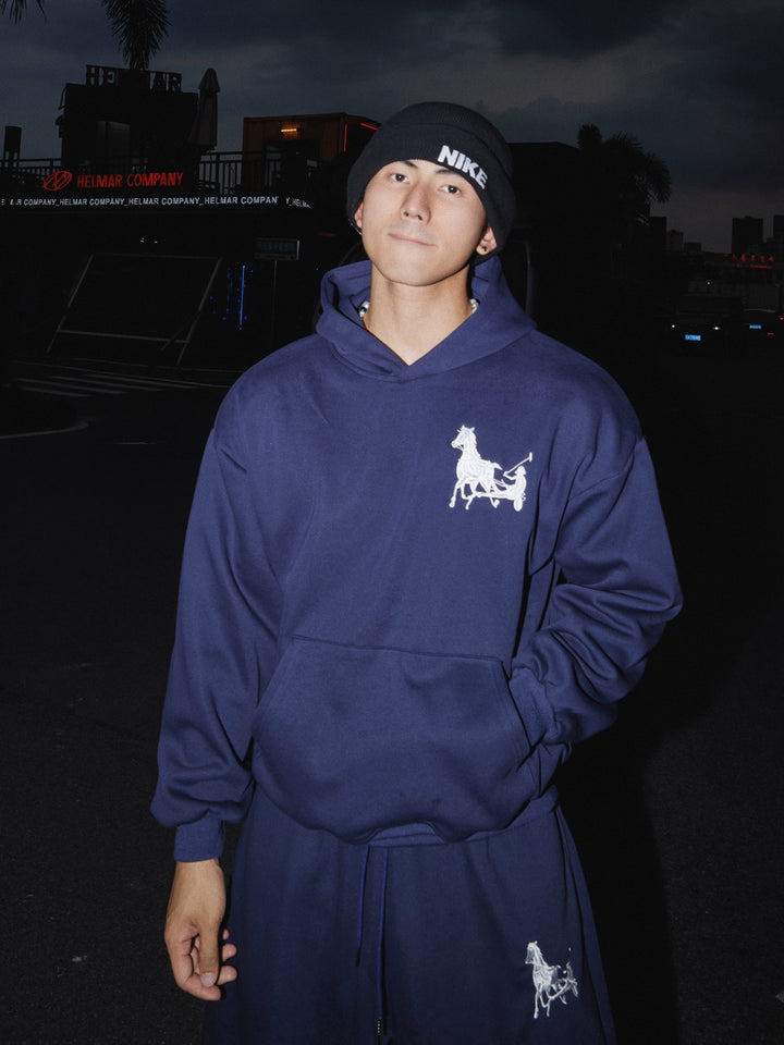 Pferde-Stickerei Kapuzenpullover Hosen Set