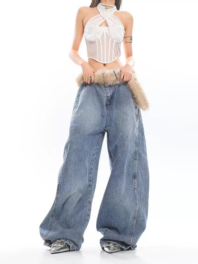 Wide Leg Retro Washed Jeans