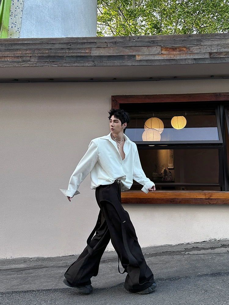 Long Sleeve Loose Fit Lapel Shirt