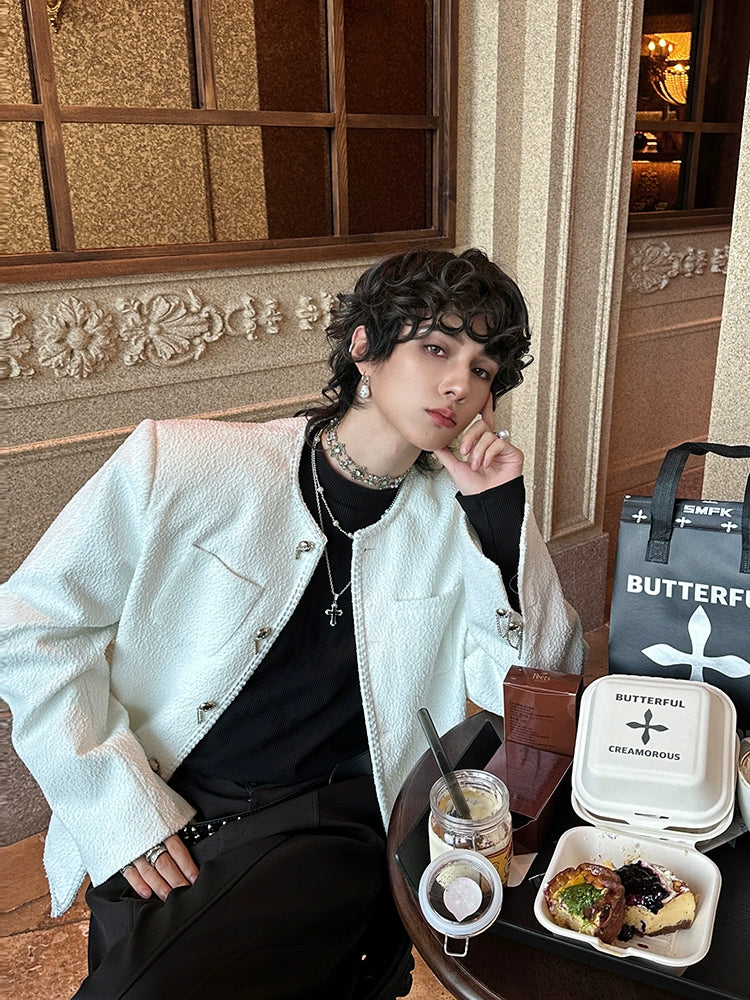 Textured Loose Fit Button-Up Jacket