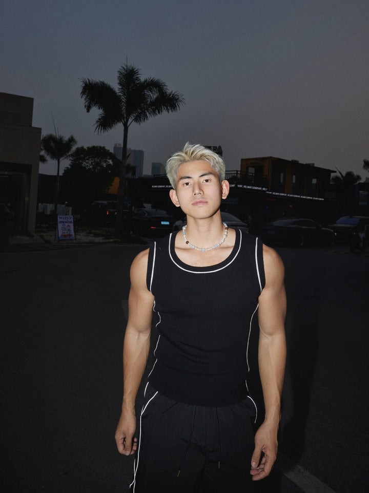 Slim Fit Contrast Trim Casual Vest